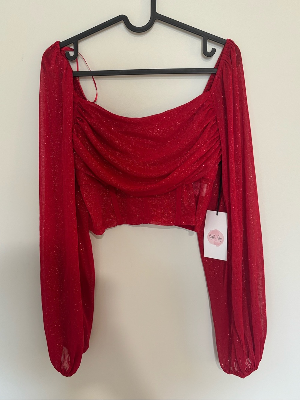 Crystal Sky Red Sparkly Top